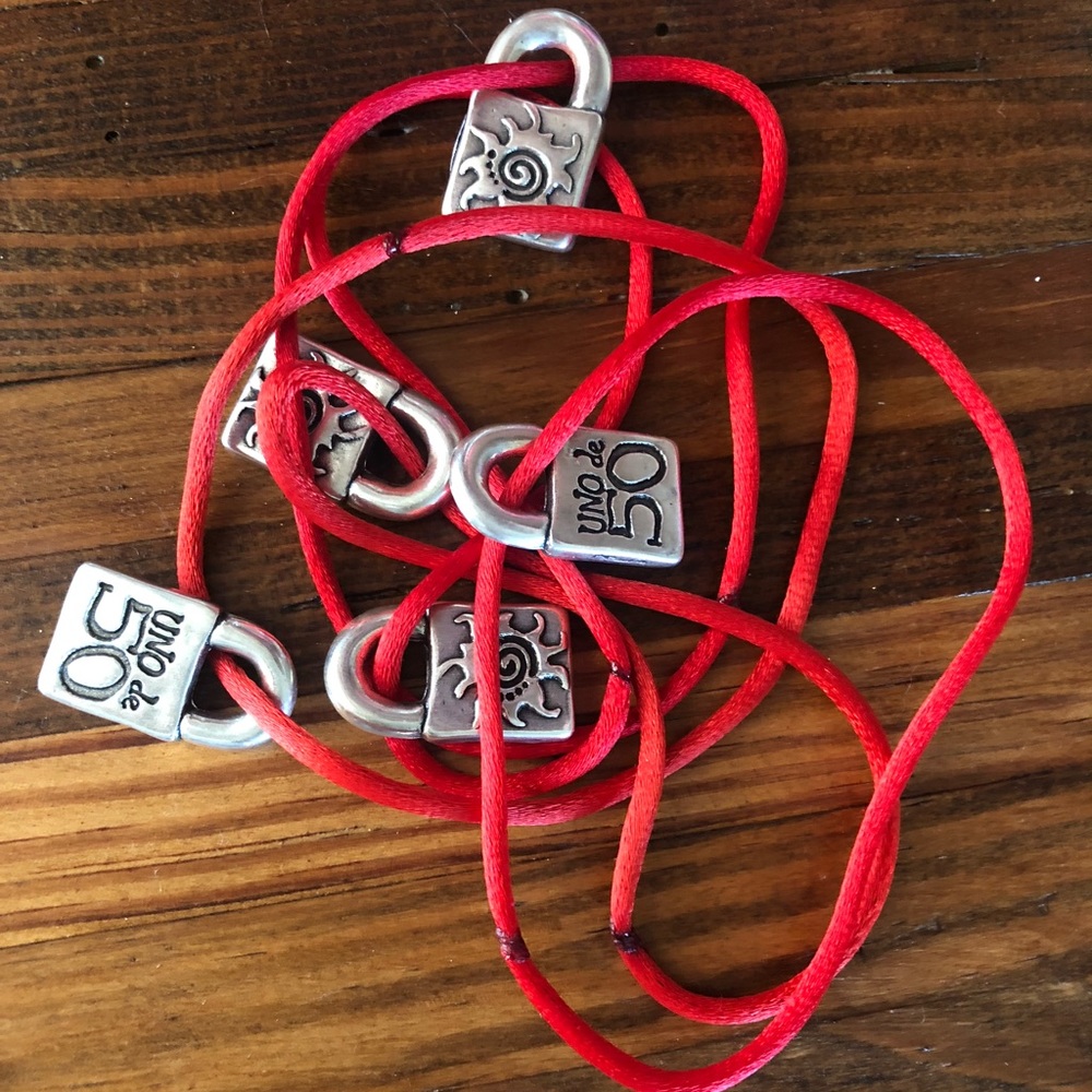 Lot of 5 Uno De 50 locks on red cord